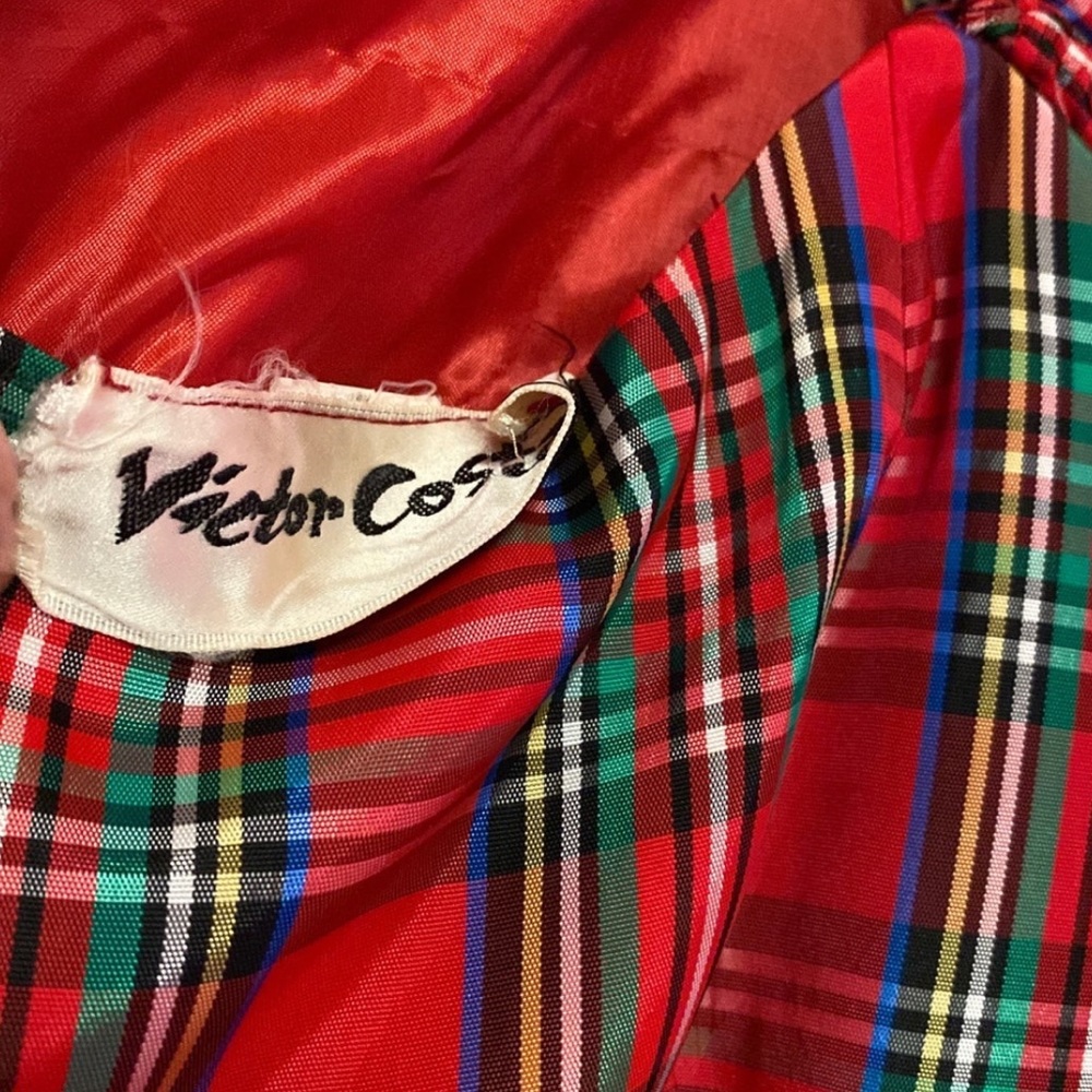 True vintage Victor Costa red plaid holiday Christmas dress - Picture 5 of 5